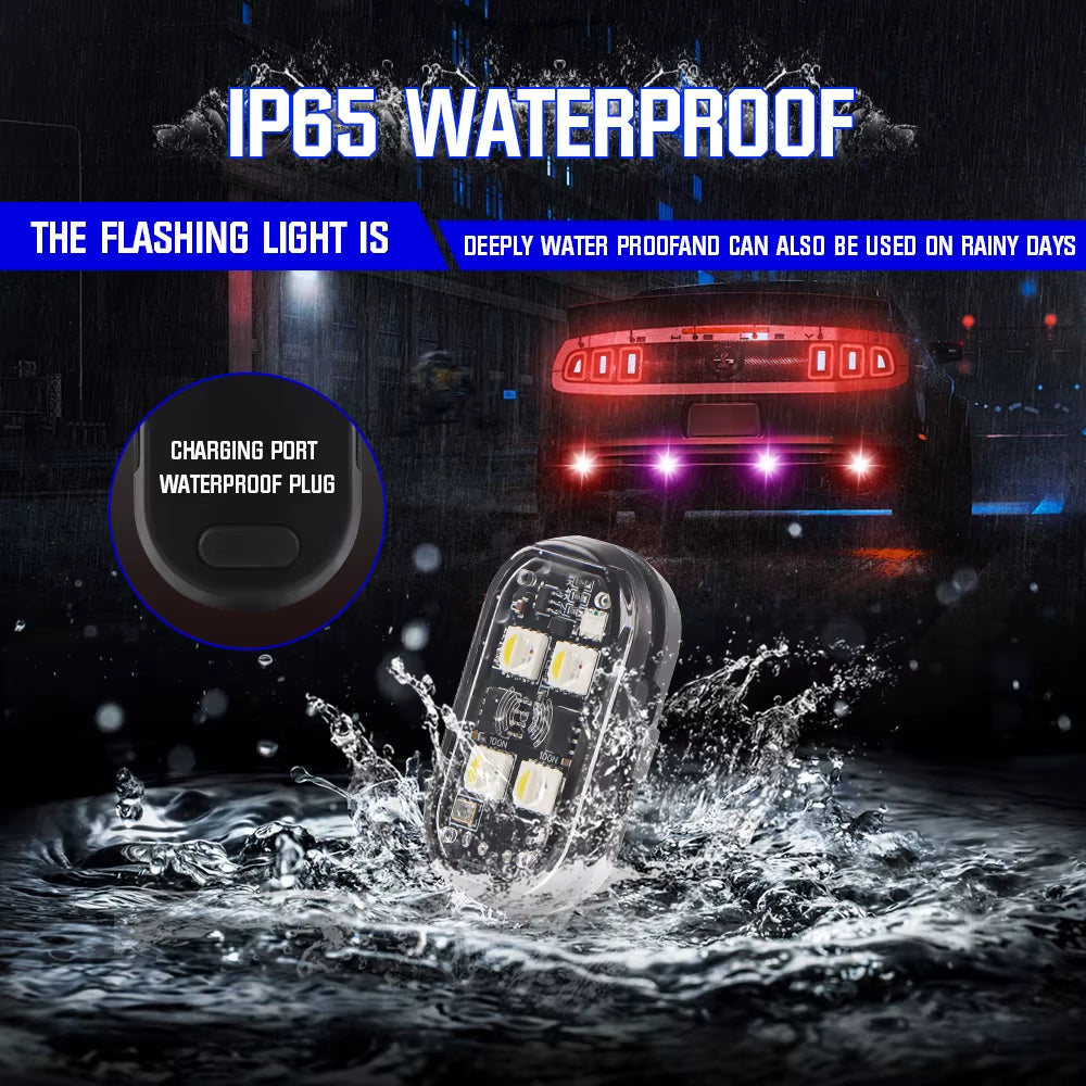 1/2/4/6Pcs RGB Led Strobe Lights for Car Motorcycle Led Flash Position Wireless Light Aircraft Airplane Helicopter Warning Light