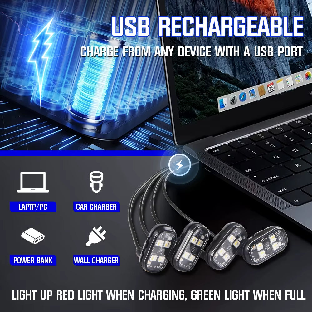 1/2/4/6Pcs RGB Led Strobe Lights for Car Motorcycle Led Flash Position Wireless Light Aircraft Airplane Helicopter Warning Light