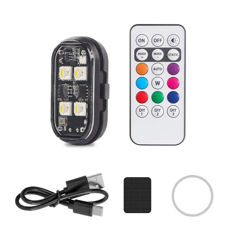 1/2/4/6Pcs RGB Led Strobe Lights for Car Motorcycle Led Flash Position Wireless Light Aircraft Airplane Helicopter Warning Light