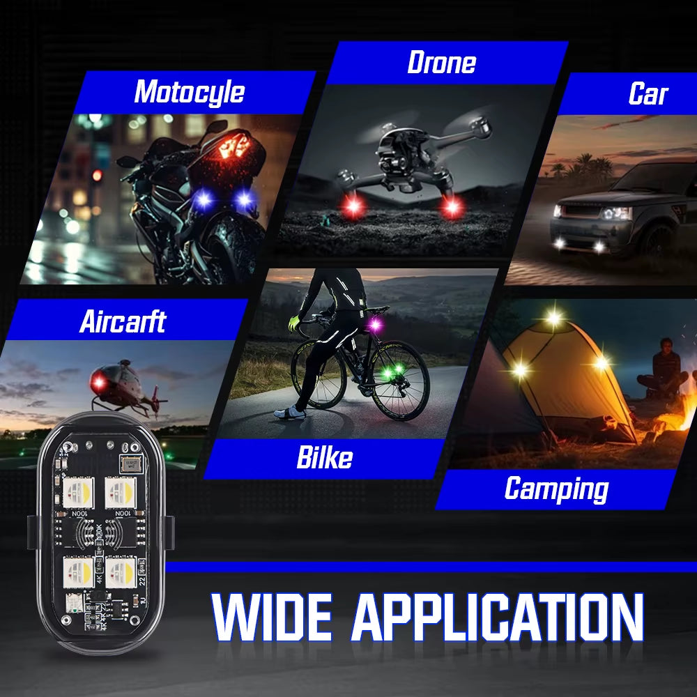 1/2/4/6Pcs RGB Led Strobe Lights for Car Motorcycle Led Flash Position Wireless Light Aircraft Airplane Helicopter Warning Light